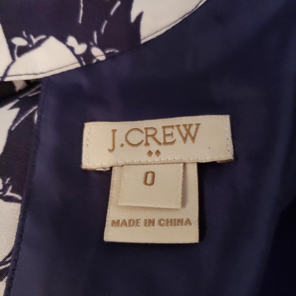 J. Crew Dress Navy/White Floral Shift Dress - Size 0 - Picture 7 of 10